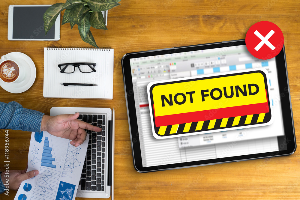 Poster 404 computer not found 404 error failure warning problem