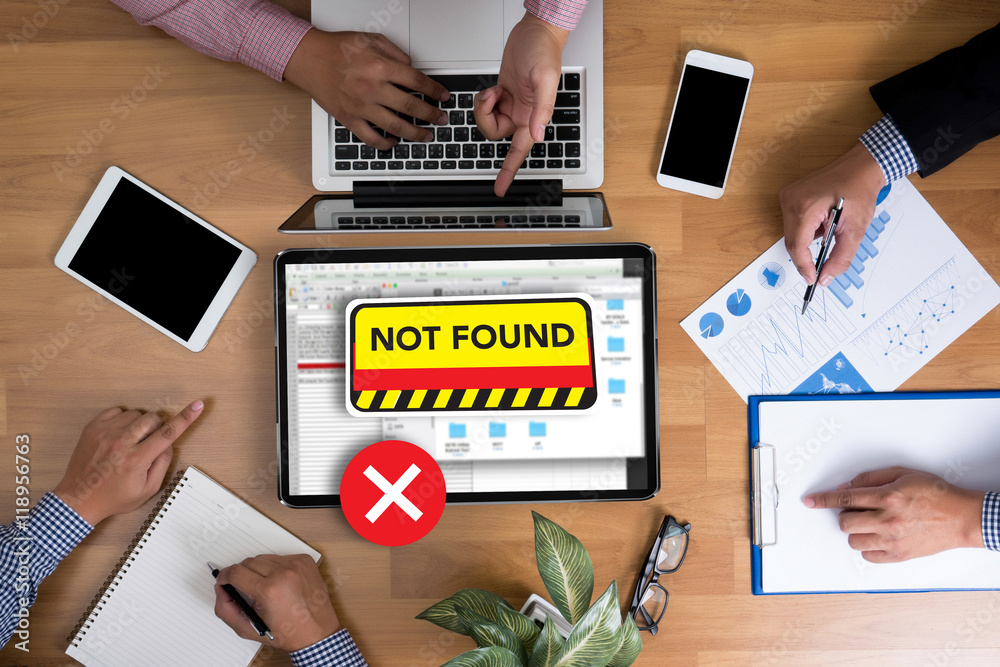 Poster 404 computer not found 404 error failure warning problem