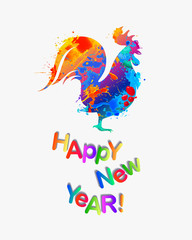  Happy NEW 2017 Year! Cock of splash paint