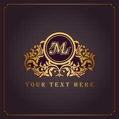 Vector Floral Monogram Design, Ornamental Emblem and Logo template