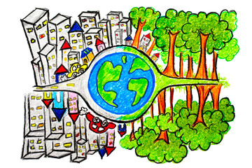 Urban invasive forest concept /save the world /The earth