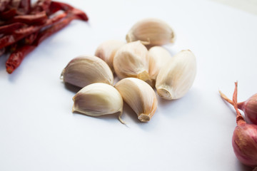 dried chili ,garlic and onion