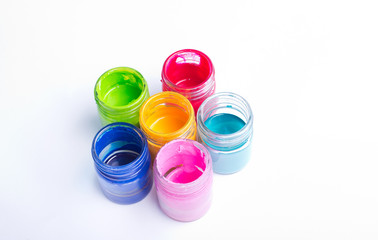 Paint in plastic jars