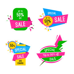 Special offer sale tag discount isolated on white background