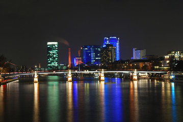 Fototapeta na wymiar Frankfurt night view from the Main riverside