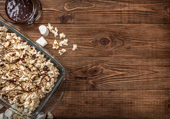 Dark chocolate caramel popcorn. 