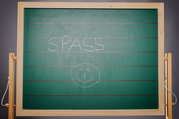Fototapeta premium Schultafel wort spass