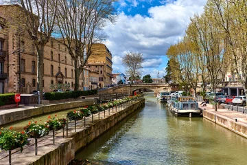Papier Peint photo Canal The Canal de la Robine in Narbonne city. France