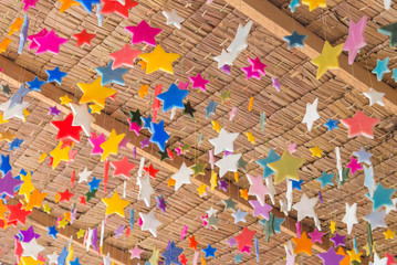 Stars made from candle for decoration on roof ceiling
