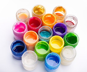 Paint in plastic jars