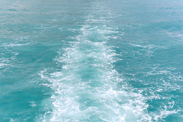 wave of a passenger ship or speed boat on the sea