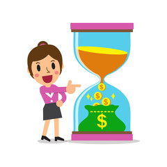 Business concept convert time to money with businesswoman