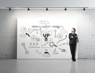 Businessman with startup sketch