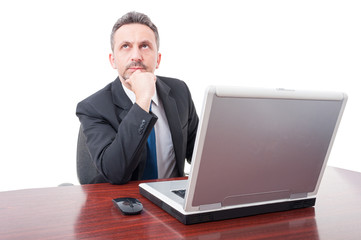 Pensive lawyer working at office