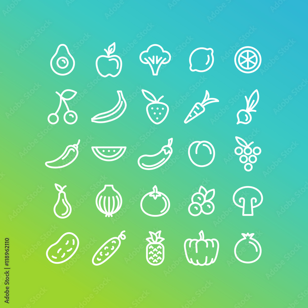 Poster Vector set of icons and illustrations in trendy linear style