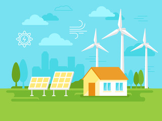 Vector illustration in simple flat style - alternative and renew