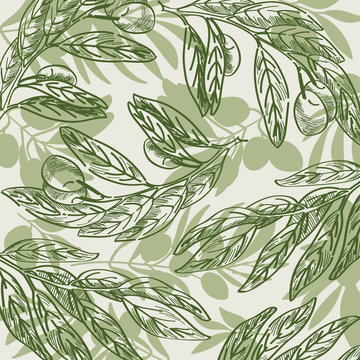 Bright olive branches background.