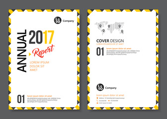 Cover design templates layout with yellow tone. Vector annual report templates flat design in A4 size. Flyer / Leaflet cover design template, Abstract flat background. Vector illustration