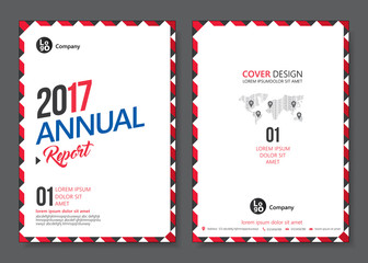 Cover design templates layout with red tone. Vector annual report templates flat design in A4 size. Flyer / Leaflet cover design template, Abstract flat background. Vector illustration