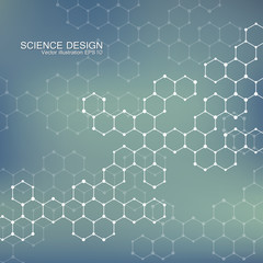 Structure molecule of DNA and neurons. Structural atom. Chemical compounds. Medicine, science, technology concept. Geometric abstract background. Vector illustration for your design.