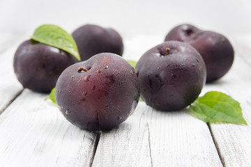 fresh ripe plums