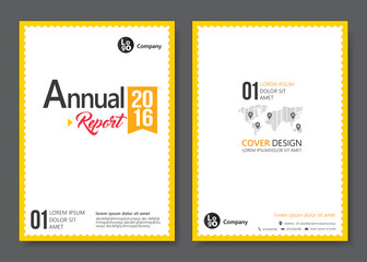 Cover design templates layout with yellow tone. Vector annual report templates flat design in A4 size. Flyer / Leaflet cover design template, Abstract flat background. Vector illustration