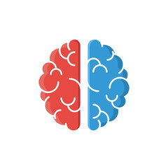 Brain red and blue icon