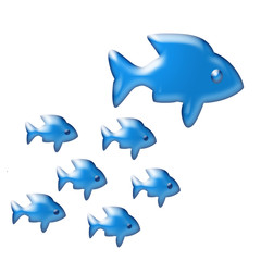 Blue fish on a white background