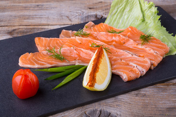 Sliced smoked salmon