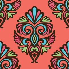 Damask seamless vector pattern floral design