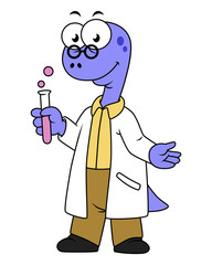 Illustration of a Brontosaurus chemist.