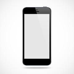 smartphone black color with blank touch screen isolated on the grey background. stock vector illustration