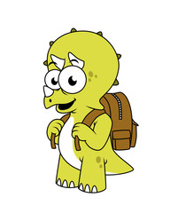 Illustration of a Triceratops with backpack.