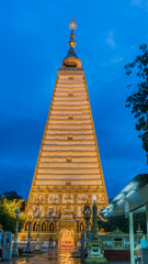 Naklejka premium Wat Phra That Nong Bua , public domain , in blue hour , Ubon Ratchathani , Thailand