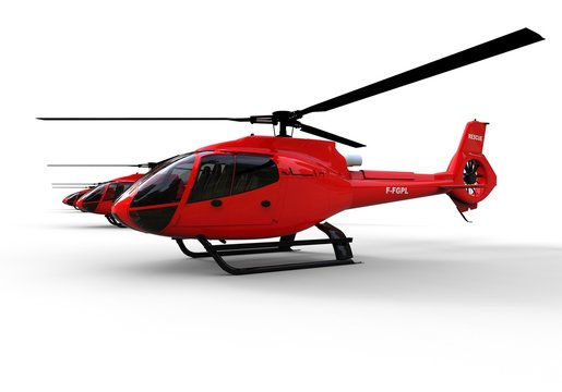 Rescuer Helicopters / 3D render image representing a fleet of rescuer helicopters 