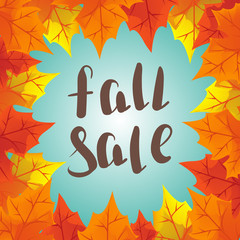 Fall sale . Seasonal sale banner design with fall leaves