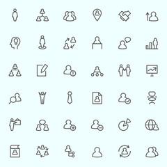 Human management icons, simple and thin line design