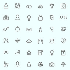 Wedding icons, simple and thin line design