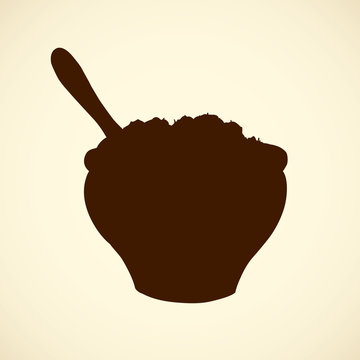 recommend clip art: A pot of hot potato. Vector silhouette