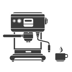 A vector illustration of a Coffee Machine with hot espresso cup silhouette icon.