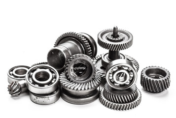 Gear metal wheels, isolated on white background
