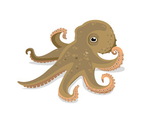 children's illustration of a funny octopus on a white background