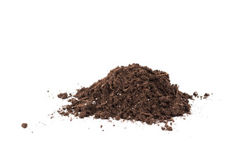 Soil or dirt section isolated on white background