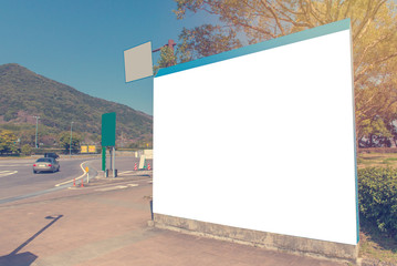 large blank billboard or road sign on highway