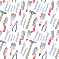 Vector seamless pattern. Hand drawn background - tools