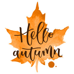 Hello autumn hand written inscription - 118969303
