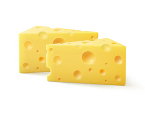 Vector Triangular Pieces of Swiss Cheese Close up