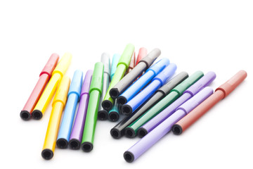Set of felt-tip pens on white background