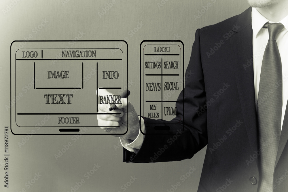 Canvas Prints business man writing website and mobile app development