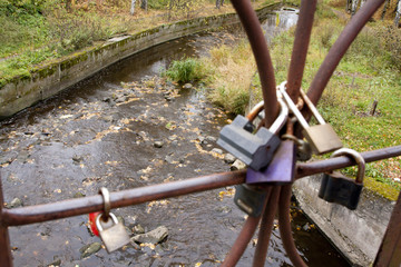 Bridge with locks. Petrozavodsk Russia 18 October 2015